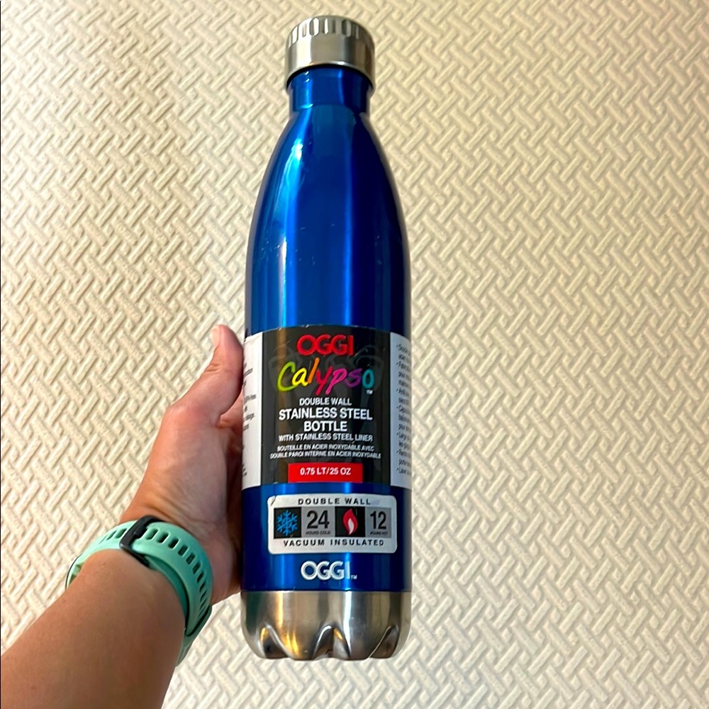 OGGI Calypso Double Wall Stainless Steel Bottle Blue 0.75 L 25 ounces
